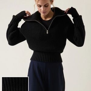 Athleta ALDER Sweater HTF BLACK Size M FREE SHIP!